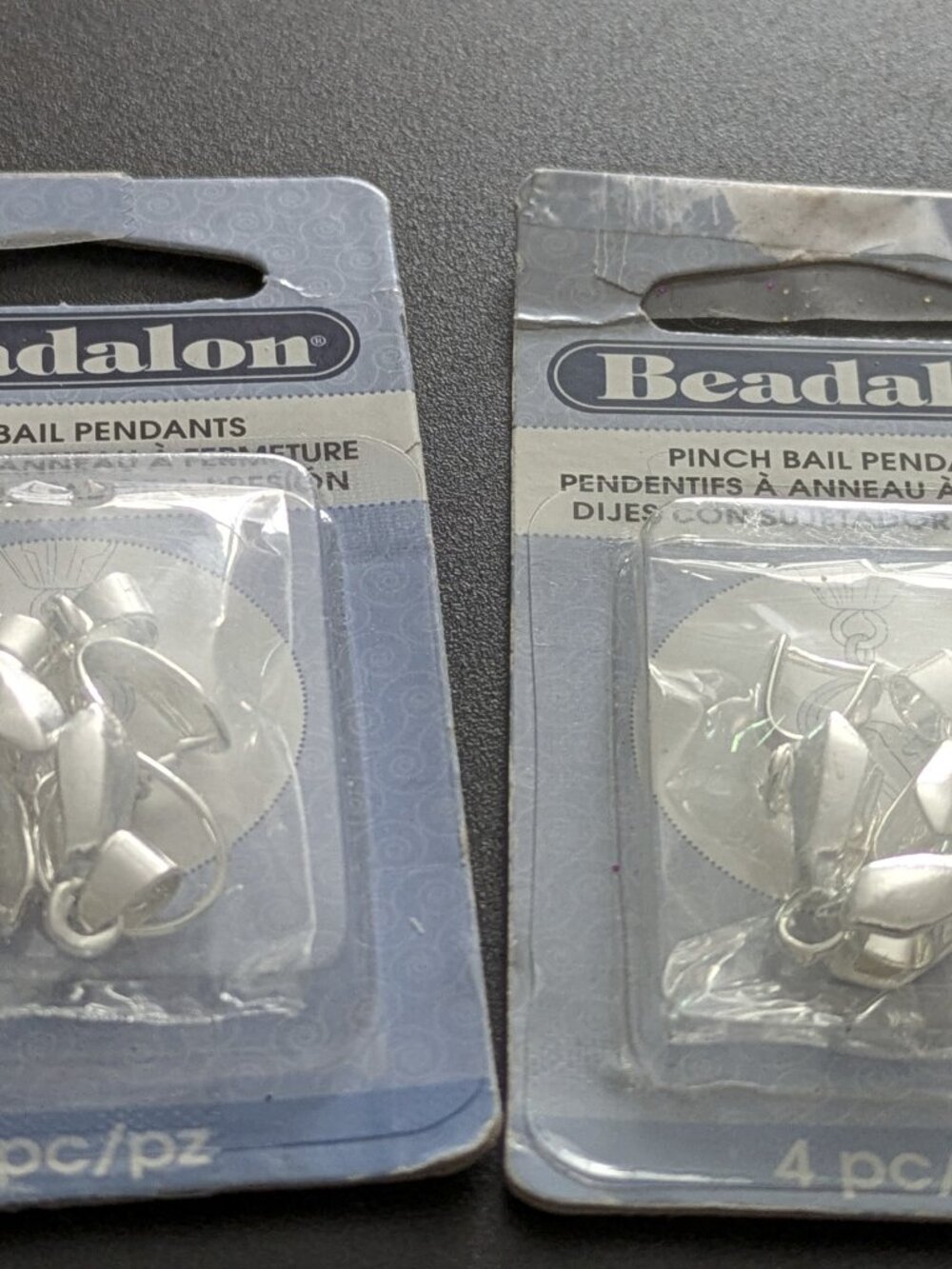 NEW! Beadalon Silver-Plated 10mm Pinch Bails (10) & 22mm Pinch Bail Pendants (8)
